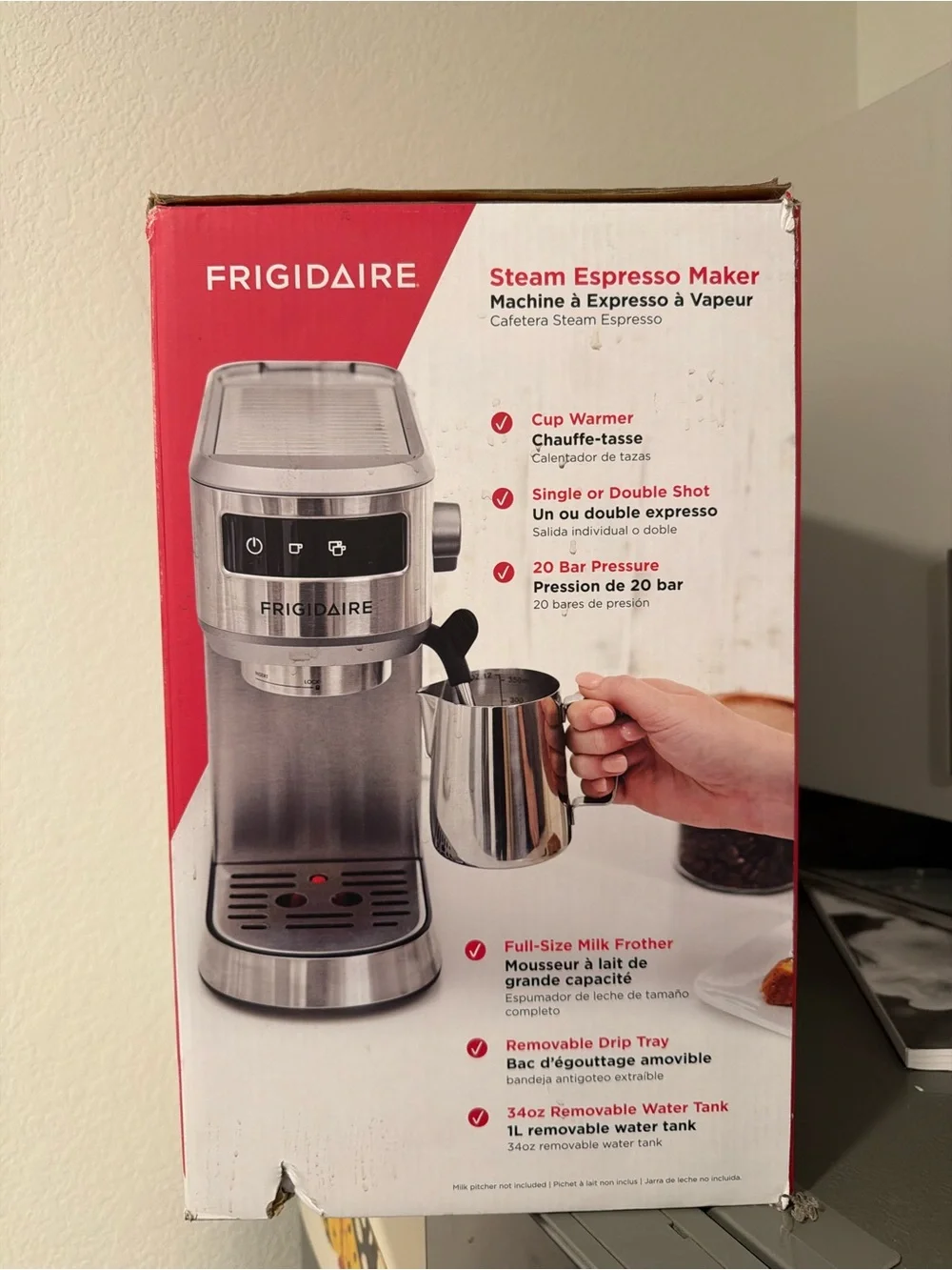 Frigidaire Steam Espresso Maker with Milk Frother - Stainless Silver